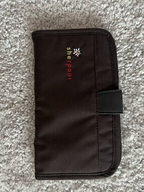 Sherpani Long Wallet Snap Closure Brown with Yellow Flower Interior